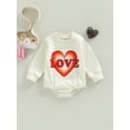 thumbnail image 2 of Arvbitana Infant Baby Girls Boys Valentine's Day Romper Cartoon Heart Print Long Sleeve Bodysuit Spring Loose Triangle Bottom Jumpsuit for Casual Daily 0-18M, 2 of 9