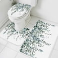 thumbnail image 3 of Green Eucalyptus Leaves Bath Mat 3 Piece Bathroom Rug Set, Summer Botanical Watercolor Non Slip Bath Rug Contour Mat and Toilet Lid Cover, Absorbent Shower Mats Soft Bath Rugs and Mats Sets, 3 of 8