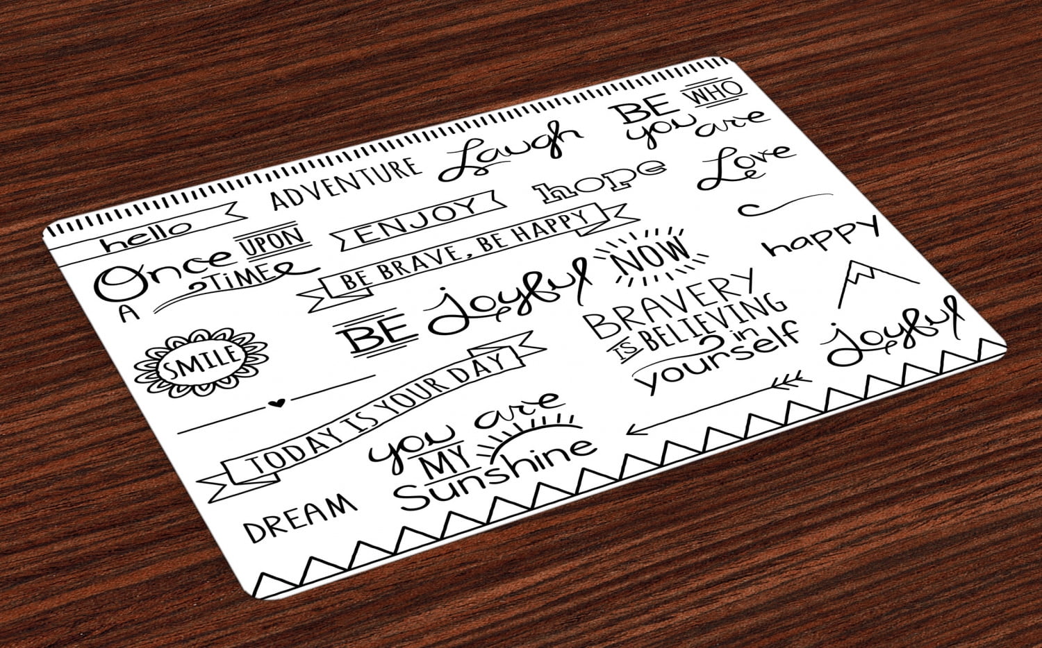 Adventure Placemats Set of 4 Various Quotes on Happiness and Self Value