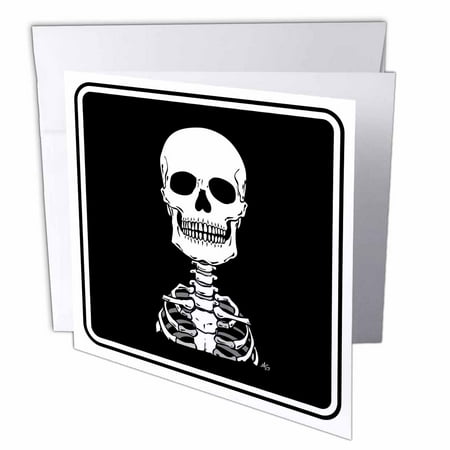 3dRose SKELETONS skull 2 black sign 1, Greeting Cards, 6 x 6 inches, set of 6