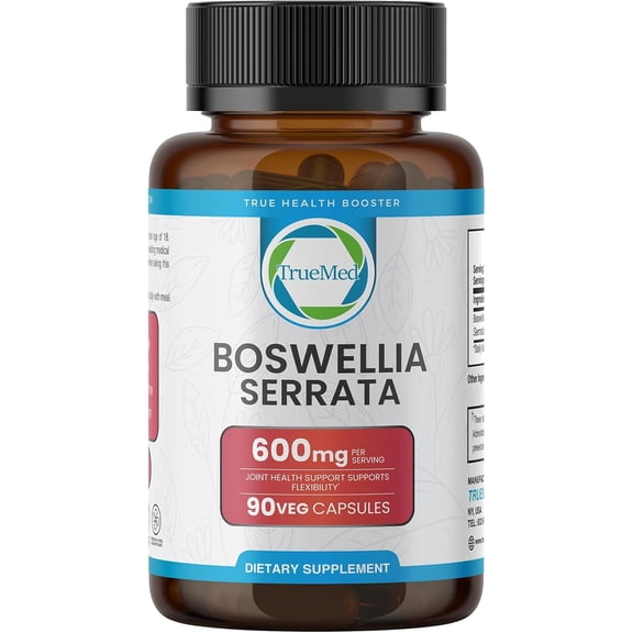 TrueMed Boswellia Serrata Extract Capsules 600 mg, 65% Boswellic Acid, Joint Support Supplement for Cartilage & Mobility, Non-GMO, Made in USA, 90 Capsules