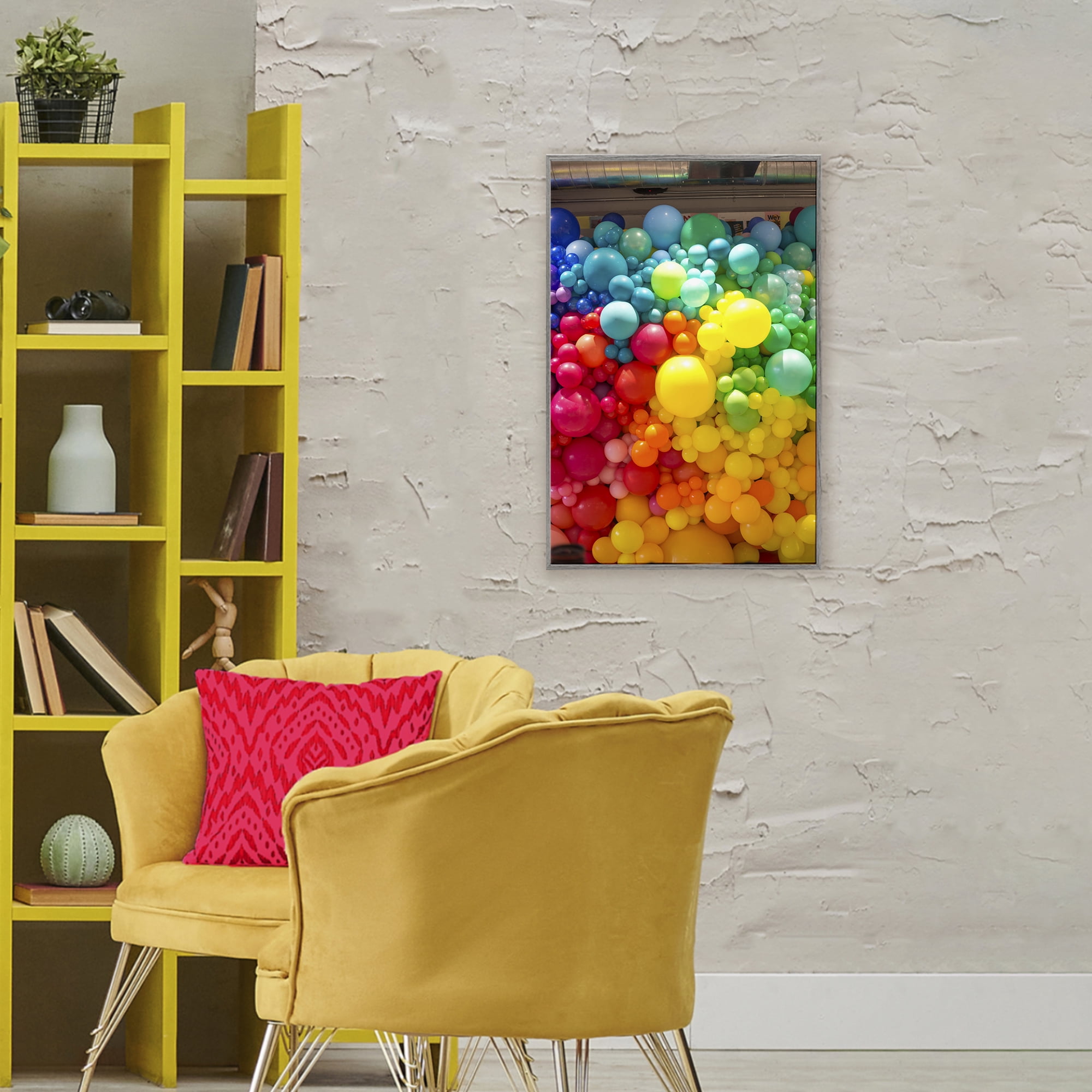 Stupell Industries Lively Colorful Balloons Gray Framed Giclee Art, design by LISH Creative