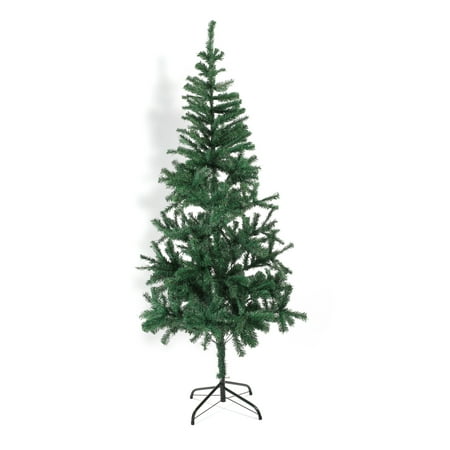 Baner Garden 7' Classic Artificial Pencil PVC Pine Christmas Tree with Metal Stand Holiday Season Indoor Outdoor, Green