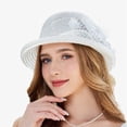 thumbnail image 5 of Riforla Womens Summer Dress Hat Wide Leaf Flower Bridal Shower Hat Sun Hats Beach Hat Beach Hats for Women White, 5 of 7
