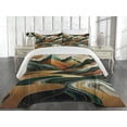 thumbnail image 2 of Ambesonne Mid Century Modern Quilted Coverlet 3 Pcs, Groovy Mountains, Queen Size, Teal Pale Vermilion Pearl, 2 of 4