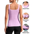 thumbnail image 2 of ANFERRY Workout Ribbed Tank Tops for Women Square Neck Seamless Camisoles with Built in Bra Athletic Yoga Top, 2 of 7