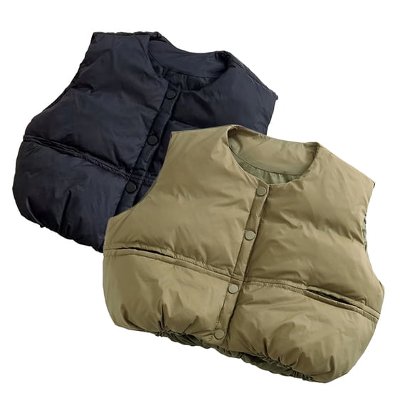 LYMAYTER Kids Boys Girls down Cotton Vest Toddler Warm Button Waistcoat Fall Winter Baby Thickened Sleeveless Jacket for 1-6 T