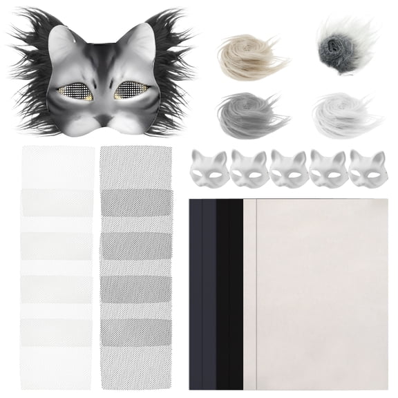 LINFANG DIY Therian Mask Kit Creative Cat Mask Making Kit Fun Furry Therian Crafting Supplies Lightweight for Carnival Masquerade Cosplay Party