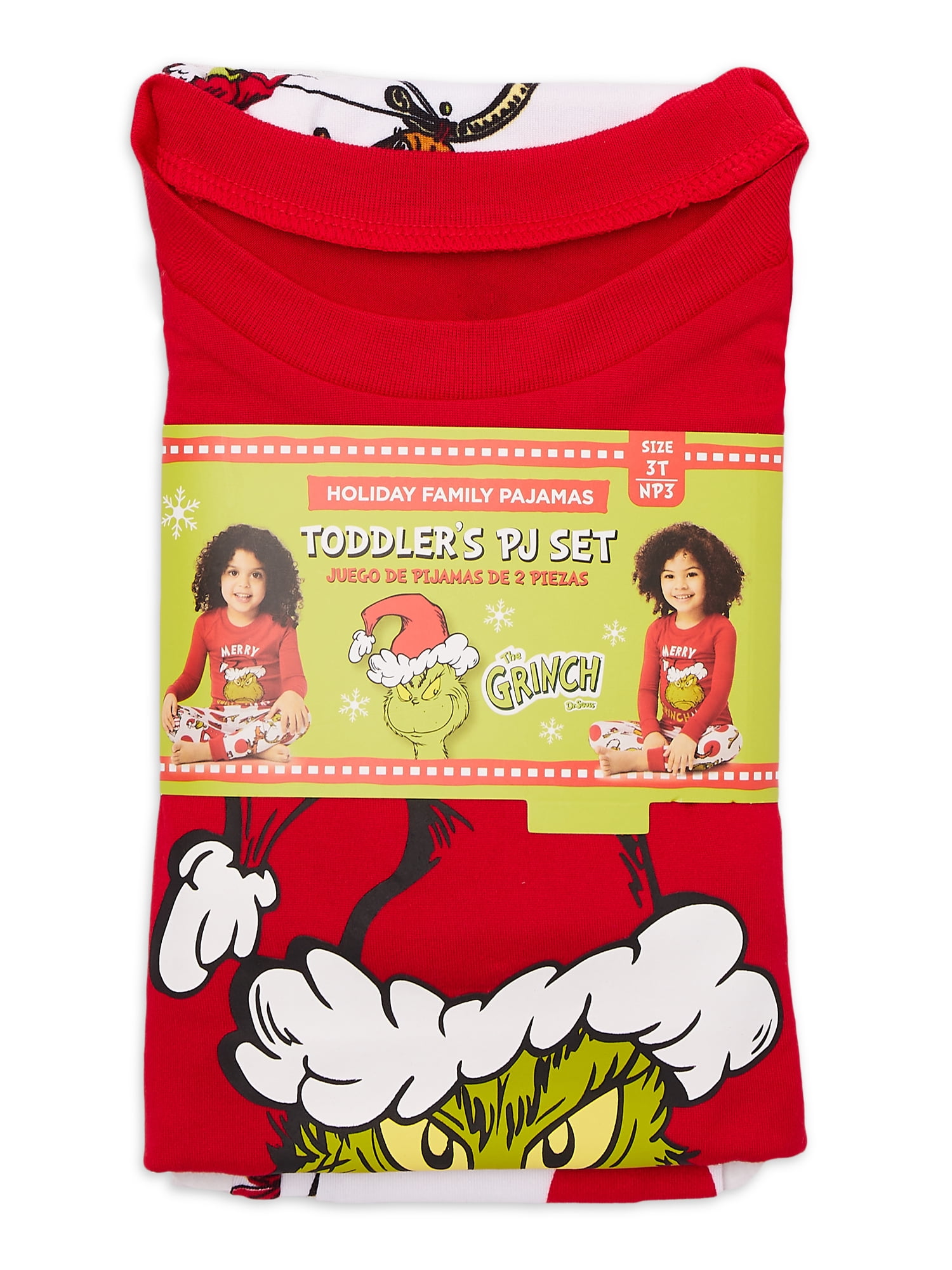 Dr. Seuss Unisex Toddlers Grinch Matching Family Pajamas Set, 2-Piece, Sizes 2T-5T
