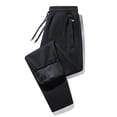thumbnail image 4 of Mens Wide Leg Sweatpants Fleece Drawstring Elastic Waist Joggers with Zip Pockets Warm Winter Solid Color Workout Casual Lounge Pants, 4 of 6