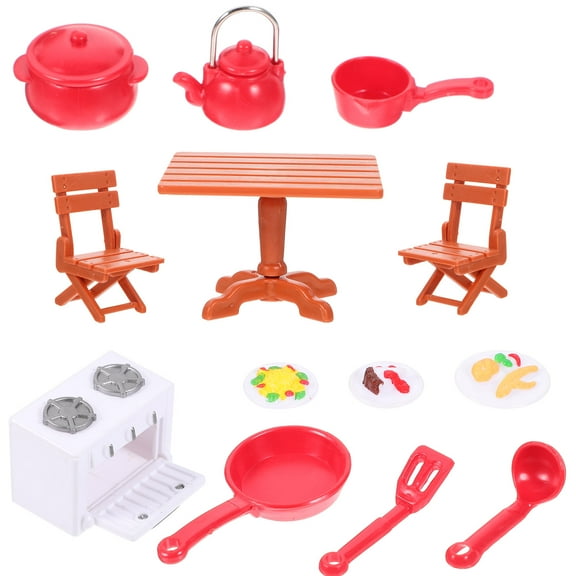 MERRYHAPY Dollhouse Mini Kitchen Accessories Set, Assorted Color Plastic Kitchen Decorations for Indoor Play