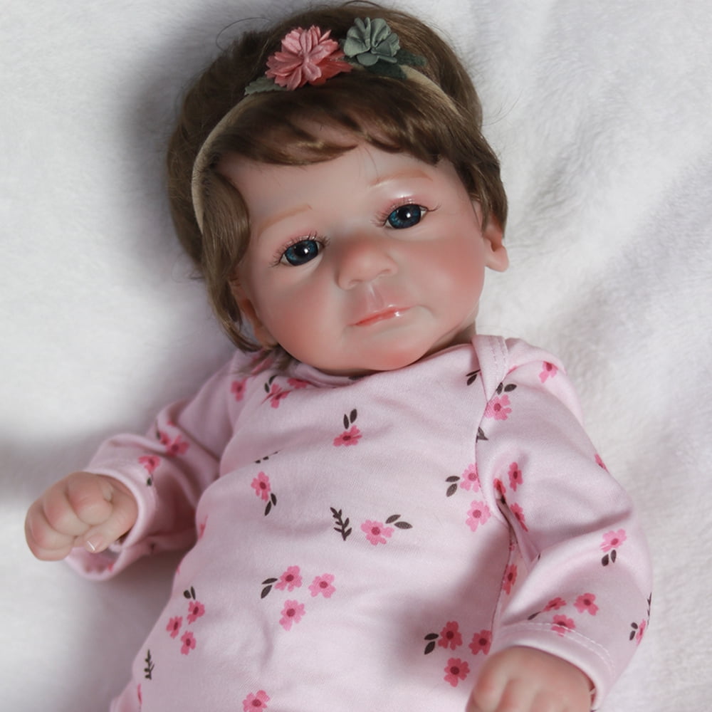17inch Lifelike Reborn Baby Dolls Real Life Newborn Girl Doll Soft Cloth Body Adorable Playful Toy