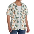 thumbnail image 2 of Pofeuu Summer Dinosaur Print Mens Casual Short Sleeve Shirts Beach Summer Spread Collar Pocket Tops Men's Casual Short-sleeved Shirt-Medium, 2 of 5