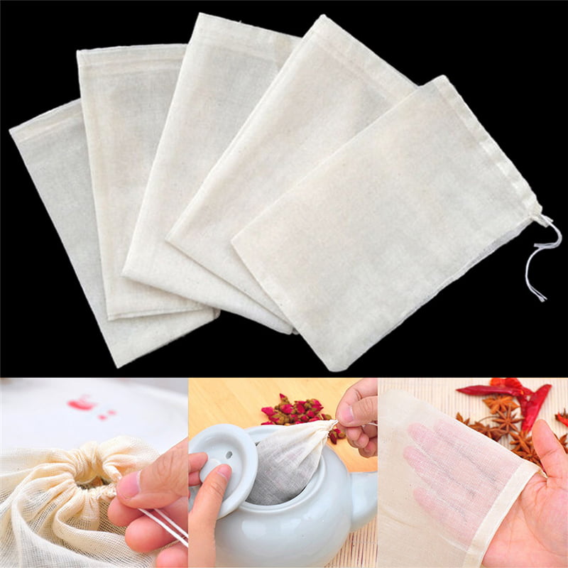 10x 8x10cm Large Cotton Muslin Drawstring Reusable Bags for Soap Herbs Tea 5HUK 