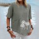 thumbnail image 1 of Fiudx Ofertas Flash Artículos En Oferta Moda Mujer Casual Cuello Redondo Impresión Blusa Manga Corta Camiseta Verano Tops, 1 of 5