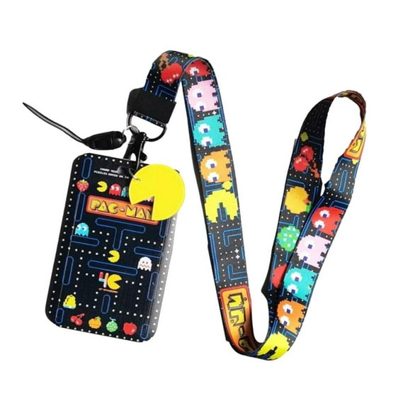 Pac-Man Game Themed Lanyard With ID Holder Keychain