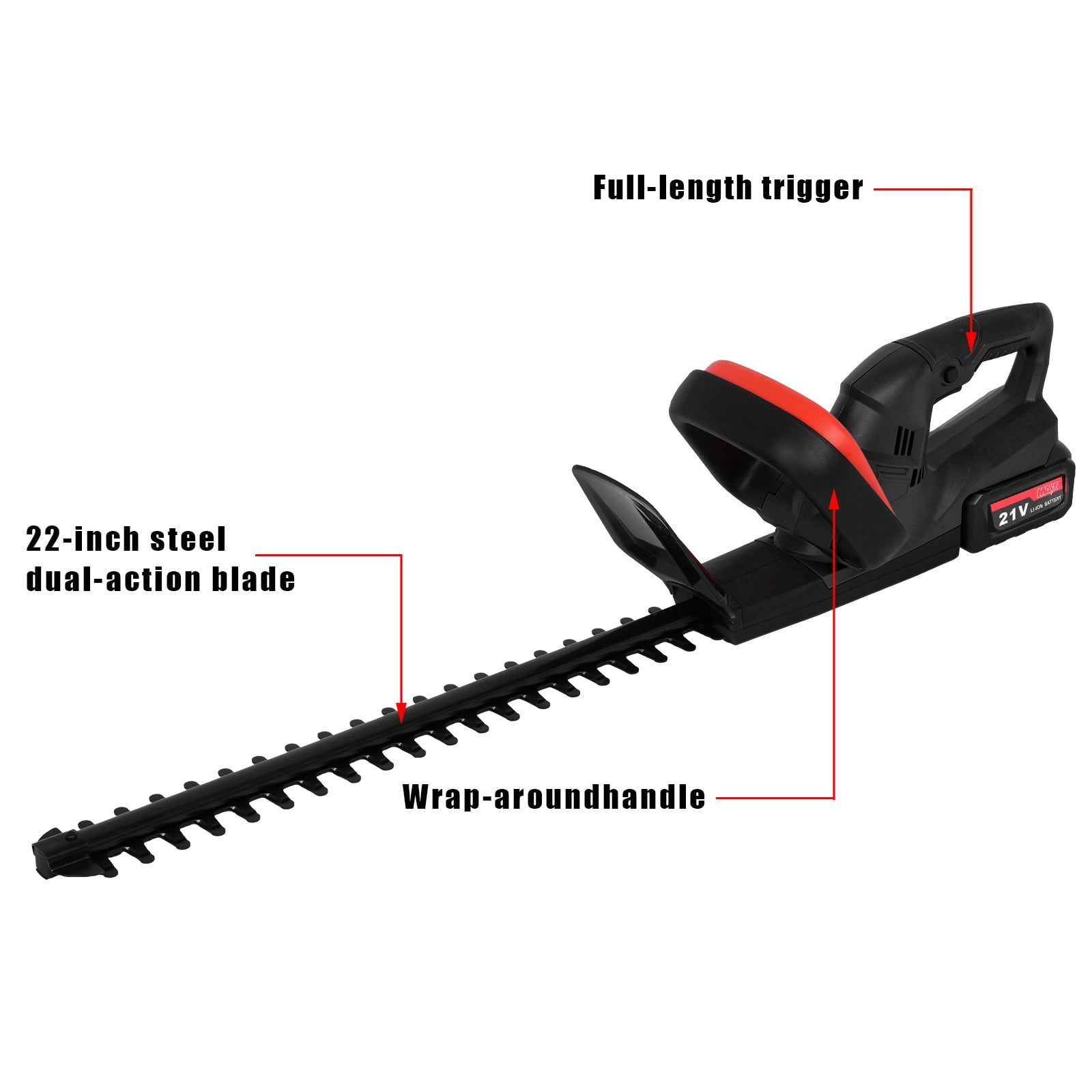 KIMO 20V Cordless Hedge Trimmer Lightweight Electric Weed Eater Garden Pruner for Hedges/Shrubs/Bushes Trimming 20-Inch Dual-Action Blade 3/5 Cutting Capacity 1400 RPM 2.0Ah Battery&Fast Charger 