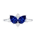 thumbnail image 4 of Rosec Jewels Lab Grown Blue Sapphire 2 Stone Engagement Ring (AAAA Grade) - Blue Sapphire Diamond Ring, with Jewelry Box, 925 Sterling Silver, US 4.00, 4 of 8
