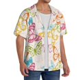 thumbnail image 2 of Fuzoiu Retro Colorful Butterfly Print Men's Casual Short,Men's Short Sleeve Shirt,Mens Casual Button Down Shirts,Cuban Collar Summer Shirt for Beach, Vacation, and Outdoor Activities-Large, 2 of 5