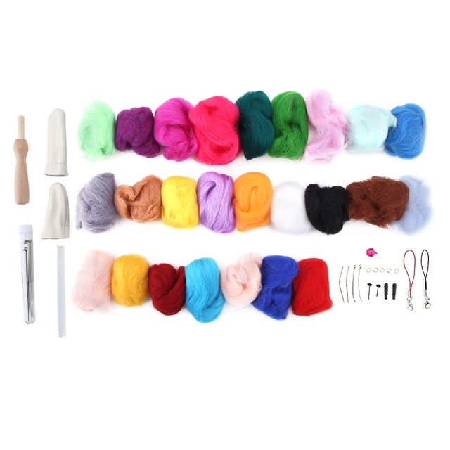 Wool For Felting, Anti-rust 24 Vibrant Colors Felting Kit, Clothing For Making Jewelry Doll Crafts Dryer Balls Mat Key Ring