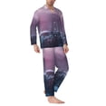 thumbnail image 2 of Yiaed lighthouse Waves Torrential Rain Print Men’s Pajamas Set - Long Sleeve Button Down Sleep Shirt and Pajama Bottoms Sleepwear Set Mens Pjs Sets Men's Pajama Bottoms-, 2 of 7