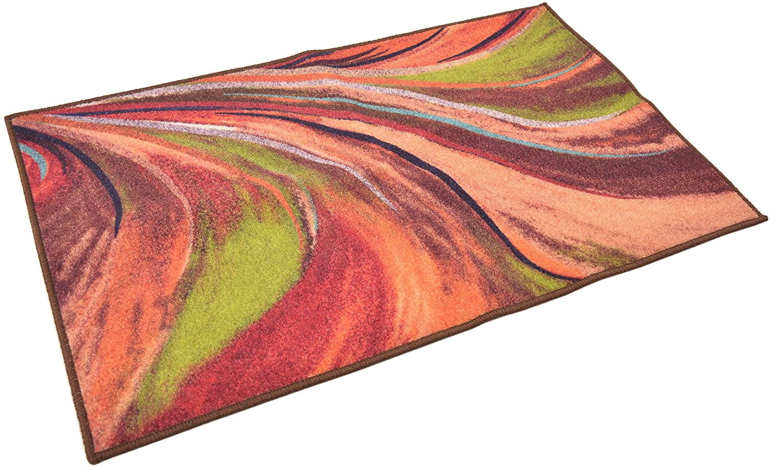Abstract Rainbow Waves Multi Color Door Mat Area Rug Slip Skid