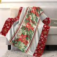 thumbnail image 3 of Watercolor Poinsettia Christmas Throw Blankets, Red Xmas Winter Holiday Soft Fleece Blanket Decorative for Home Sofa Couch Chair Living Bedroom,40x50 Inches, Gold White, 3 of 6