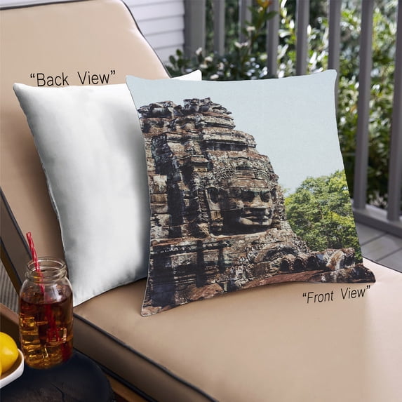 Ahgly Company Sites Angkor Wat Outdoor Throw Pillow, 18 inch by 18 inch
