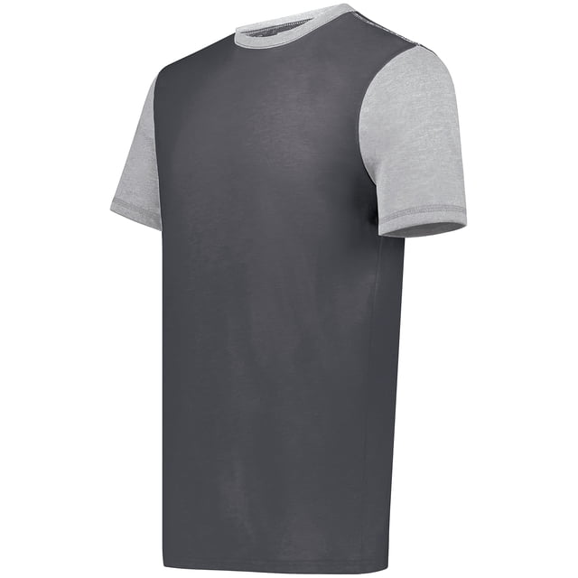 Augusta Sportswear Men's Gameday Vintage Ringer Tee, Carbon Heather/Grey Heather, Large