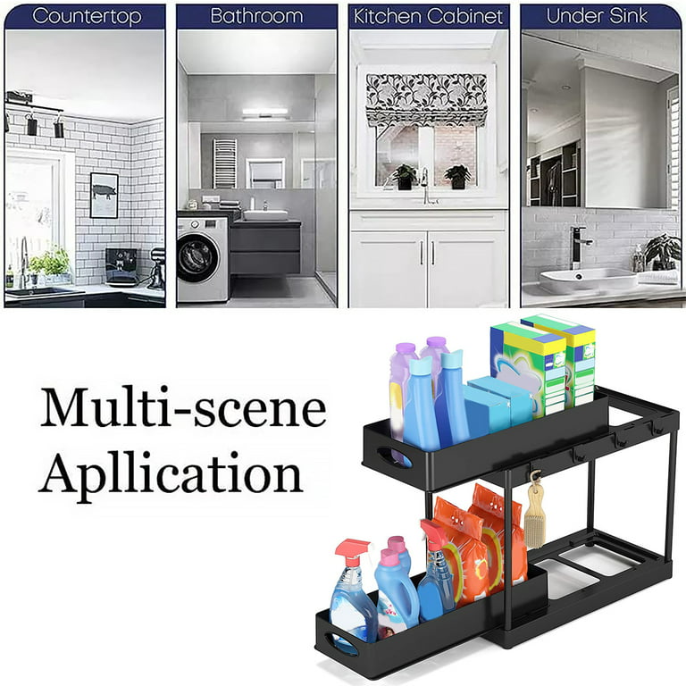 Libeder Under Sink Organizers and Storage,2 Tier Sliding Bathroom Cabinet  Organizer with Hooks& Cup,Under Sink Storage Shelf with Pull Out Drawer for  Kitchen,Bathroom,Restroom - Yahoo Shopping