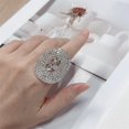 thumbnail image 3 of Sparkly Rhinestone Oval Rings for Women Adjustable Cocktail Statement Ring Pave Cubic Zirconia Crystal Chunky Geometry Open Wrap Knuckle Stacking Ring Promise Minimalist Fashion Jewelry for Her, 3 of 6