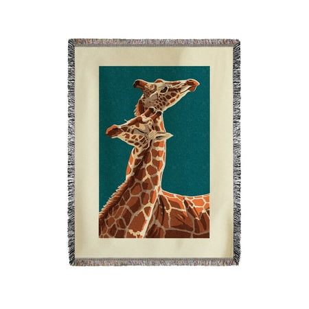Chenille Giraffe - Giraffe - Letterpress - Lantern Press Poster (60x80 Woven Chenille Yarn Blanket)