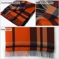 thumbnail image 3 of Winter Scarf, Warm Scarfs, Cold Weather Accessories, Fringe Scarves - Orange bottom Tibetan green, 3 of 5