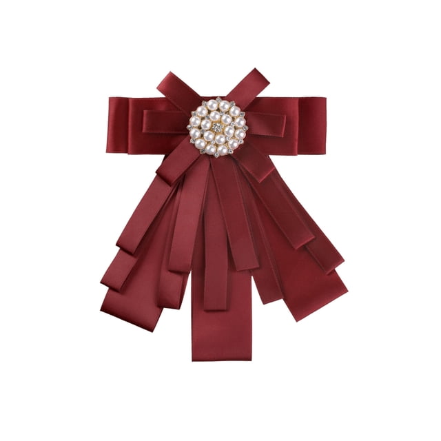 INSPIRE CHIC Broche de cinta para mujer, lazo, corbata, broches para bodas y fiestas, rojo