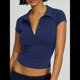 thumbnail image 5 of de Corta con Cuello en V y Botones para Mujer Azul Marino XL, 5 of 8