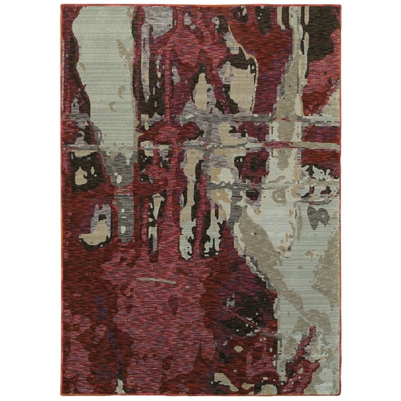 Moretti Remark Area Rug 8028B Red Faded Dripping 6' 7" x 9' 6" Rectangle