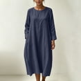 thumbnail image 5 of HAPIMO Women Maxi Dress With Round Neck Loose For Loungewear And Travel Navy S, 5 of 8