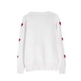 thumbnail image 5 of GUZOM Sweaters Womens White Heart Pattern Sweater - 100% Polyester Crew Neck Long Sleeve, Soft Durable, Valentine's Day Casual Wear, S/M/L/XL,Size L, 5 of 6