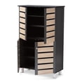 thumbnail image 2 of Bowery Hill Two-Tone Oak Wood 4-Door Shoe Cabinet in Dark Gray, 2 of 10