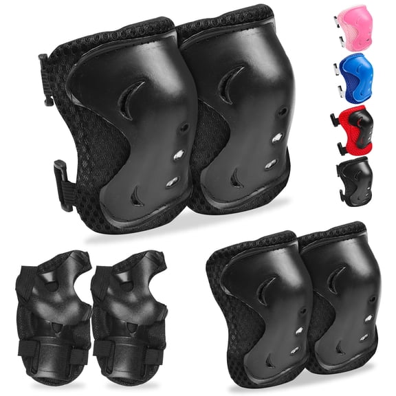 Kids Protective Gear Set Knee Pads for Kids 3-14 Years Toddler Knee and Elbow Pads with Wrist Guards 3 in 1 for Skating Cycling Bike Rollerblading Scooter- Black
