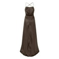 thumbnail image 5 of MSJUHEG Womens Dresses Wedding Guest Dresses For Women Prom Dresses Long Elegant Halter Backless Long Dresses Crisn Satin Party Side Slit Wedding Evening Party Dress Women'S Formal Dresses Brown Xl, 5 of 6