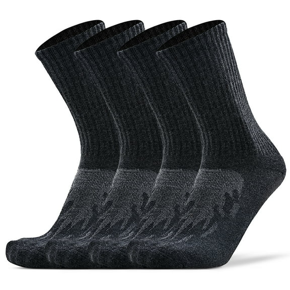 JSPA 4 Pack Unisex Gym Fitness Basketball Moisture Wicking Wool Hiking Sock, Medium, Dark Gray