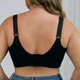 thumbnail image 6 of Pull on Bras for Women Plus Size Wireless Mesh V-Neck Full Cover Seamless Soft Everyday Bralettes Black 4XL, 6 of 7