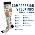 thumbnail image 2 of FORMRS Womens Knee High Socks Casual Long Thick Travel Daily Wear, 2 Pairs, Brown Nordic Christmas House, 2 of 6