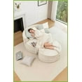 thumbnail image 3 of Extra-Spacious Chenille Round Accent Chair with Ottoman & 5 Pillows – Soft Upholstered Lounge for Living Room Bedroom, 3 of 21
