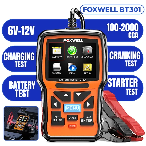FOXWELL BT301 Car 6V 12V Battery Tester Battery Cranking Charging Analyzer Tool