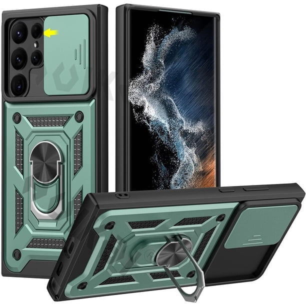 Funda de teléfono a prueba de golpes con protección de lente para Samsung Galaxy S23 Ultra S22 Note 20 Ultra S21 FE A53 A73 soporte de anillo magnético de Metal Tan Jianjun unisex