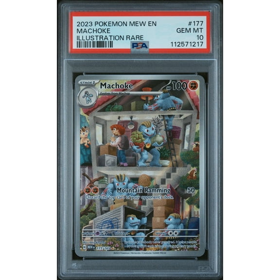 Collectible Graded PSA 10 2023 Pokemon Mew EN-151 Machoke Illustration Rare #177 Trading Card
