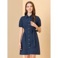 thumbnail image 3 of INSPIRE CHIC Women's Collared Short Sleeve Safari Pocket Belt Button up Shirt Dress, 3 of 6