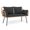 Black, variant on Costway Outdoor 2-Seater Sofa with Pillows, Cushions, Metal Frame & Adjustable Foot Pads Natural & Off White